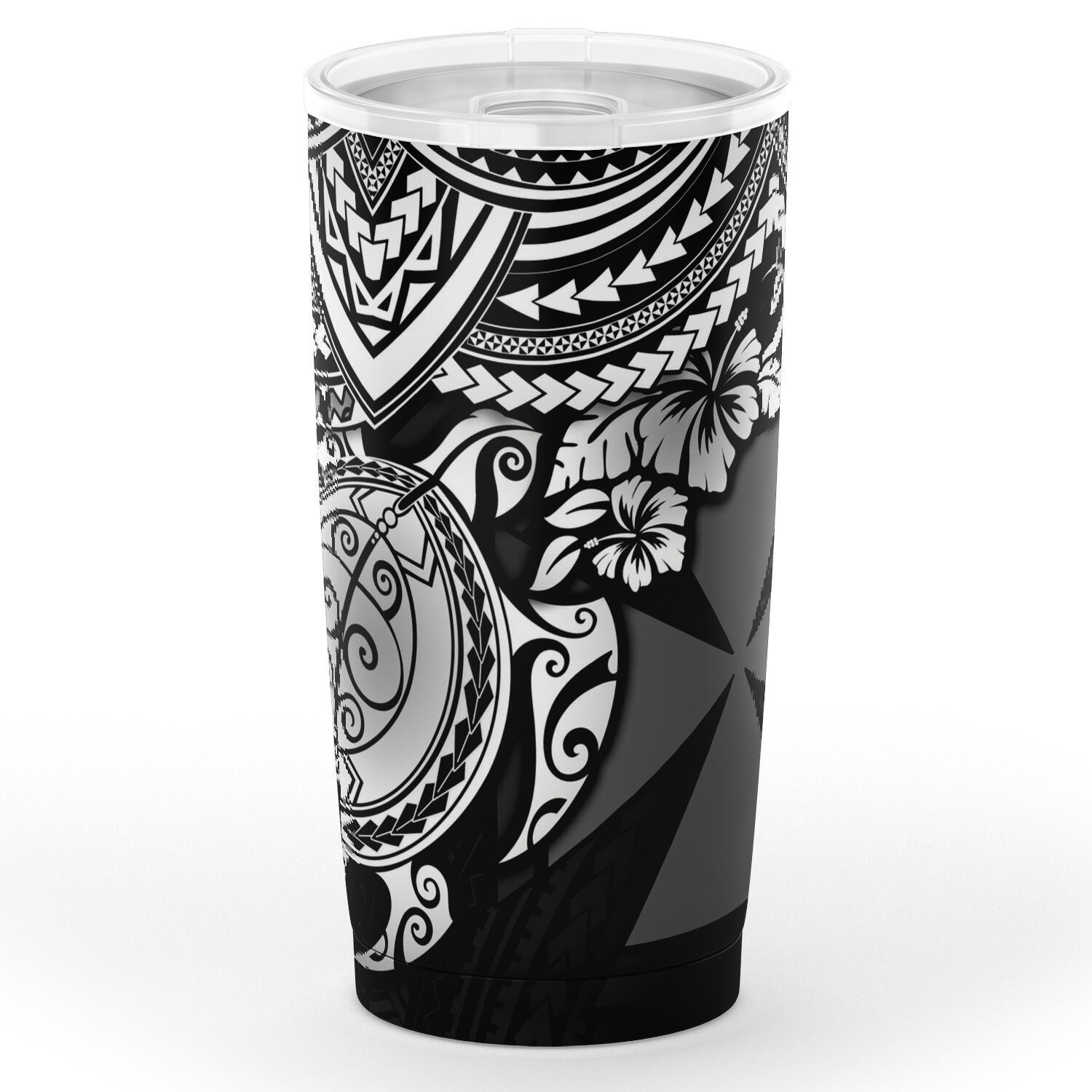 Wallis and Futuna Polynesian Tumbler - White - Polynesian Turtle One Style Black - Polynesian Pride