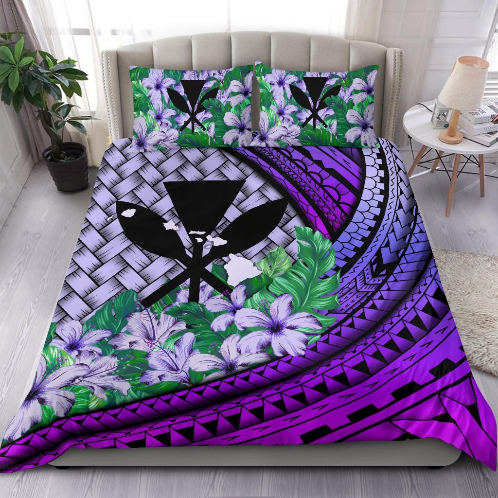 Kanaka Maoli (Hawaiian) - Bedding Set Lauhala Polynesian Hibiscus Purple Purple - Polynesian Pride
