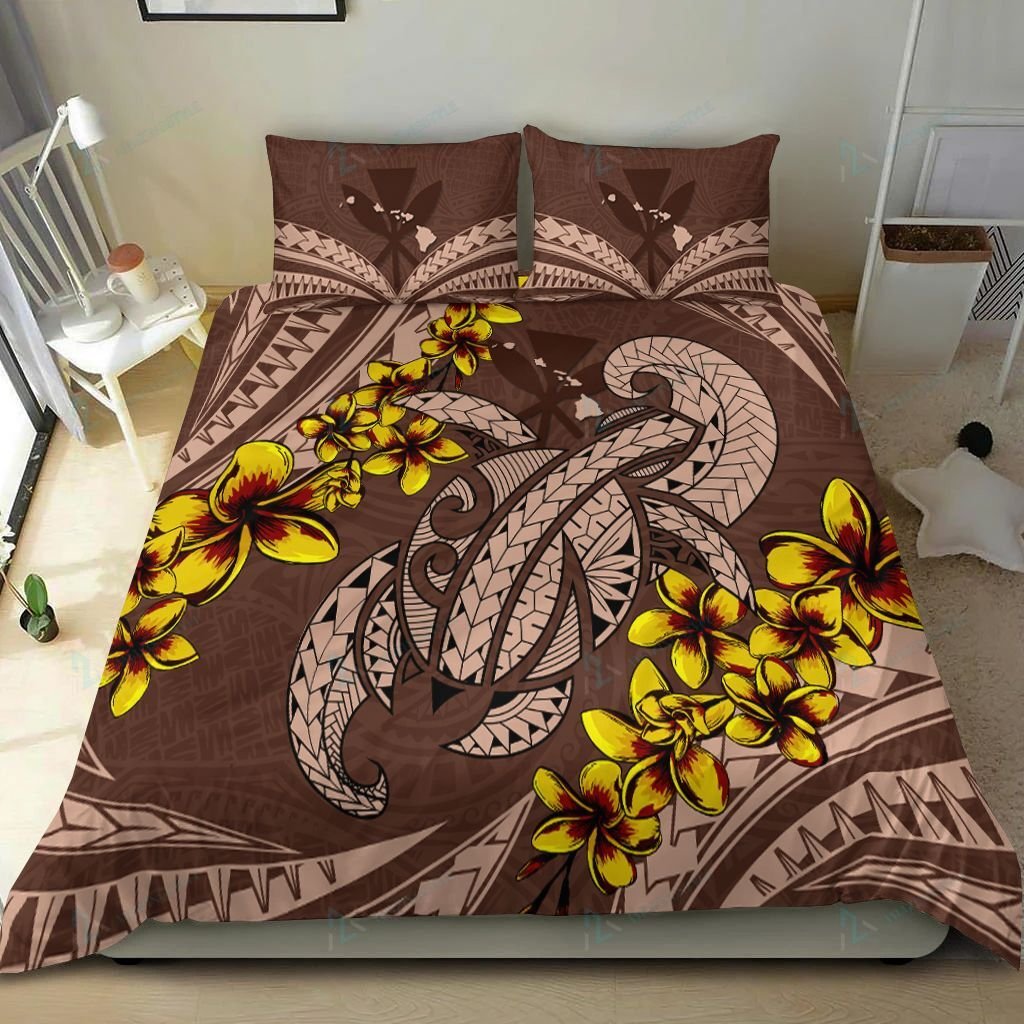 Kanaka Maoli Hawaii Bedding Set, Polynesian Turtle Plumeria - Polynesian Pride