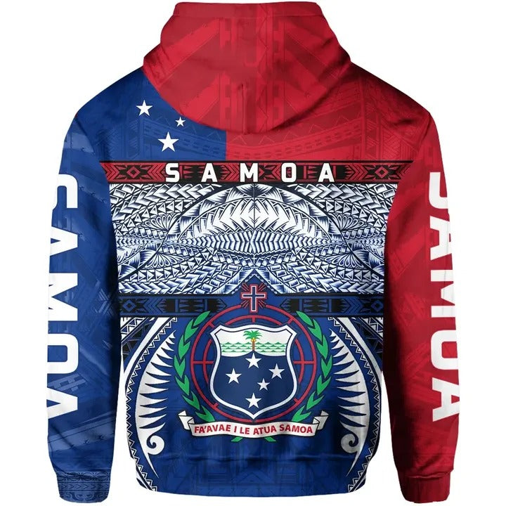 Samoa Hoodie Manu Samoa Pullover Hoodie Rugby Style - Polynesian Pride
