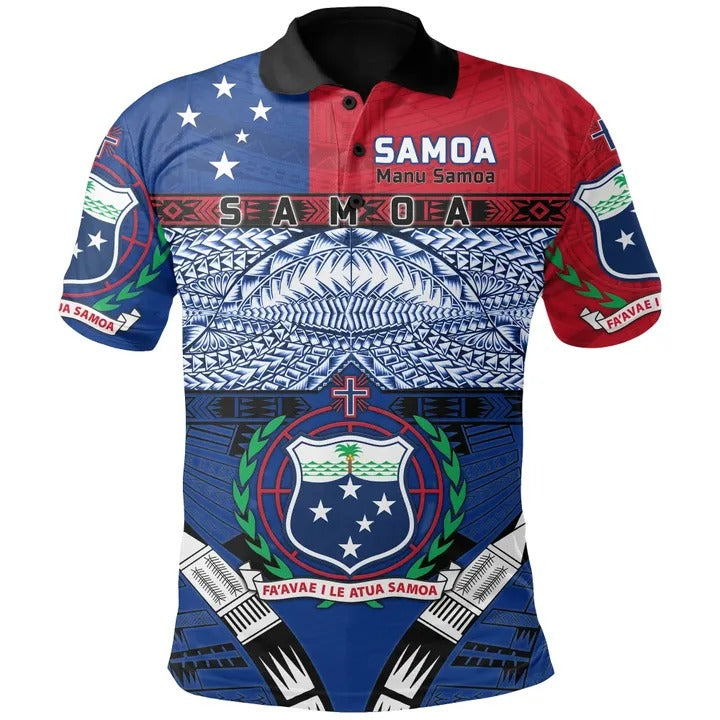 Manu Samoa Polo Shirt Samoan Rugby Style Unisex Blue - Polynesian Pride