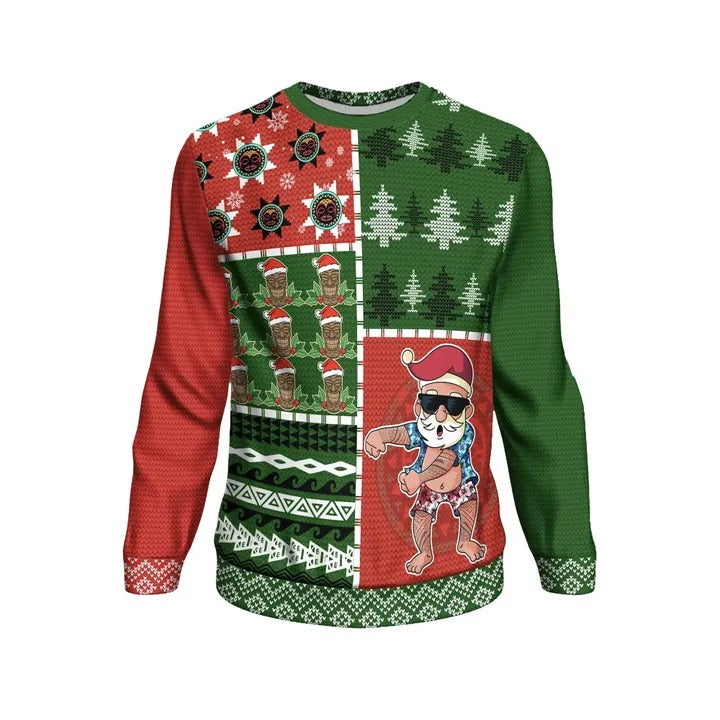 Hawaii Ugly Christmas Sweatshirt - Polynesian Unisex Red - Polynesian Pride
