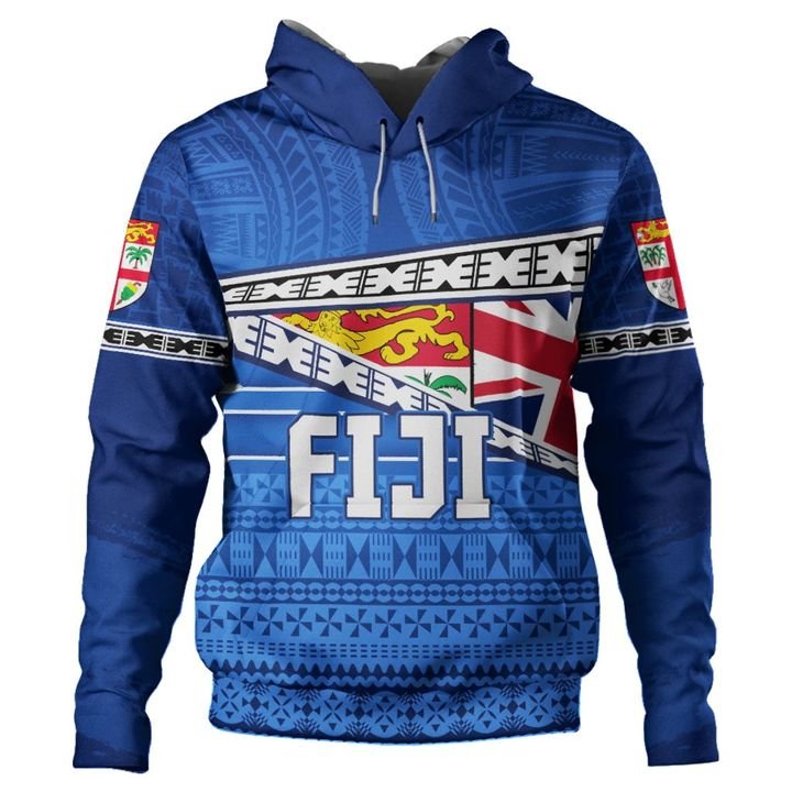 Custom Fiji Hoodie Flag Tapa Pattern Stronic Style - Polynesian Pride