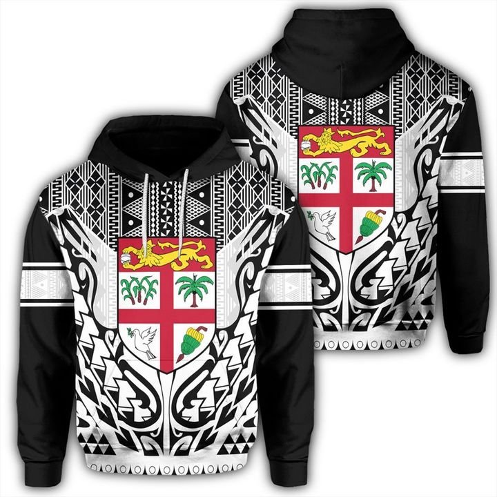 Fiji Hoodie Fijian Digicel Style Pullover Hoodie Unisex Black - Polynesian Pride