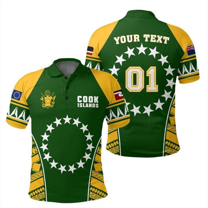 Custom Cook Islands Polo Shirt Kuki Airani Athletic Style Custom Text and Number Unisex Green - Polynesian Pride