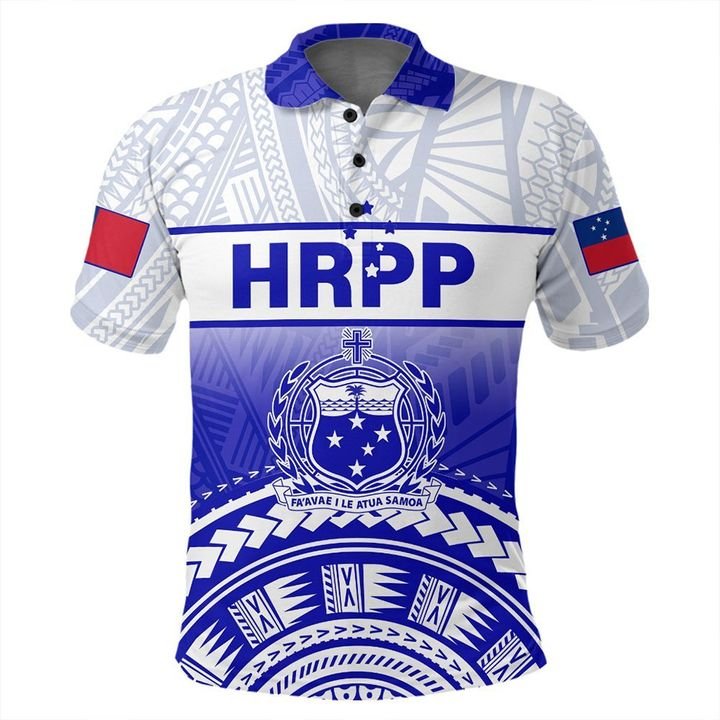 Samoa HRPP Polo Shirt Polynesian Pattern Unisex Blue - Polynesian Pride