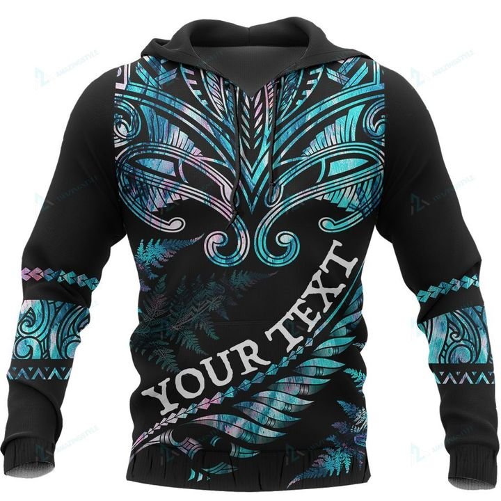 Custom New Zealand Aotearoa Hoodie Maori Fern Paua Shell Unisex Black - Polynesian Pride