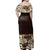 Fiji Tapa Hibiscus Brown Off Shoulder Long Dress - Polynesian Pride