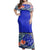 Fiji Kakau Tropical Leaves Off Shoulder Long Dress Women Blue - Polynesian Pride