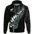 New Zealand Aotearoa Hoodie, Maori Silver Fern Hei Tiki Kiwi Turquoise Unisex Black - Polynesian Pride