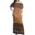 Tonga Pattern Off Shoulder Long Dress Women Brown - Polynesian Pride