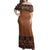 Tonga Ngatu Style Off Shoulder Long Dress Women Brown - Polynesian Pride