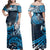 Sila Tonga Polynesian Pattern Turquoise Off Shoulder Long Dress Women Turquoise - Polynesian Pride