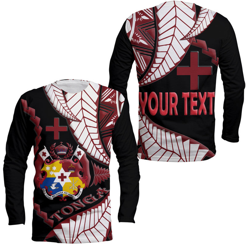 (Custom Personalised) Tonga Emancipation Day Long Sleeve Shirt Kupesi Pattern No.1 Black LT9 Unisex - Polynesian Pride