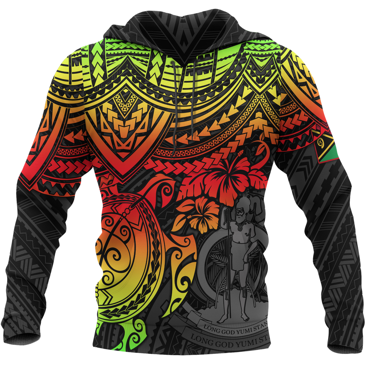 Vanuatu Polynesian Hoodie Reggae Turtle Unisex RED - Polynesian Pride