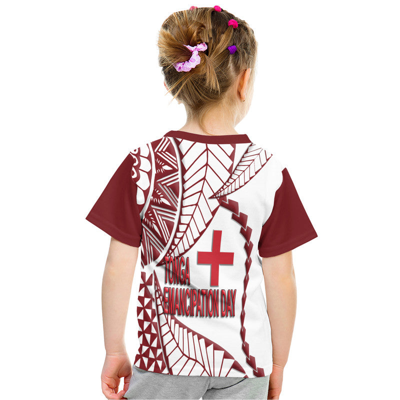 Tonga Emancipation Day T Shirt Kupesi Pattern No.1 White LT9 - Polynesian Pride