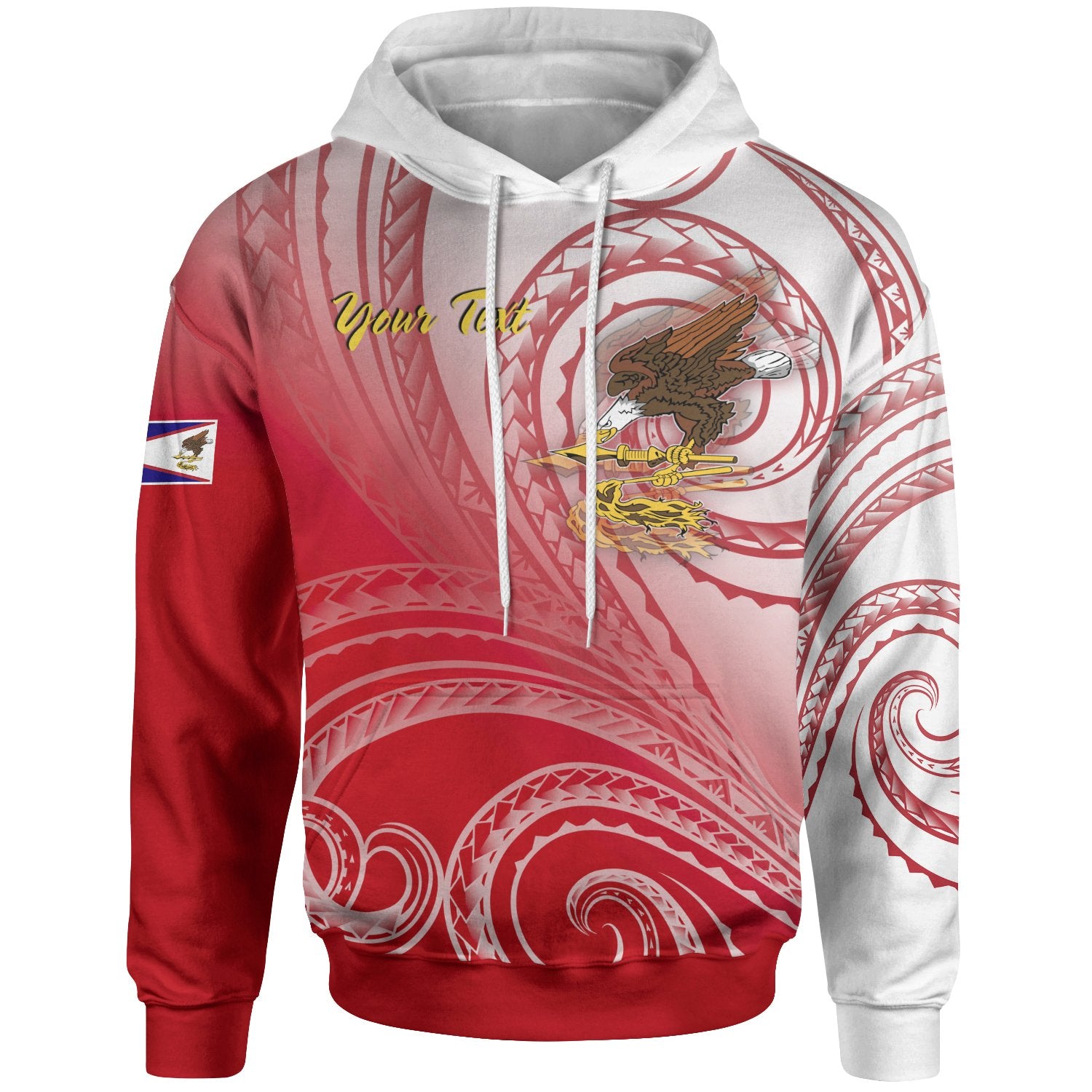 American Samoa Polynesian Custom Personalized Hoodie Bald Eagle (Red) Unisex Red - Polynesian Pride