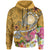 American Samoa Polynesian Zip up Hoodie Turtle Plumeria (Gold) Unisex Gold - Polynesian Pride