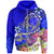 Hawaii Zip up Hoodie Turtle Plumeria Polynesian Tattoo Blue Color Unisex Blue - Polynesian Pride