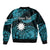 (Custom Personalised) Nauru Polynesian Hibiscus Naoero Turquoise Sleeve Zip Bomber Jacket LT14 - Polynesian Pride