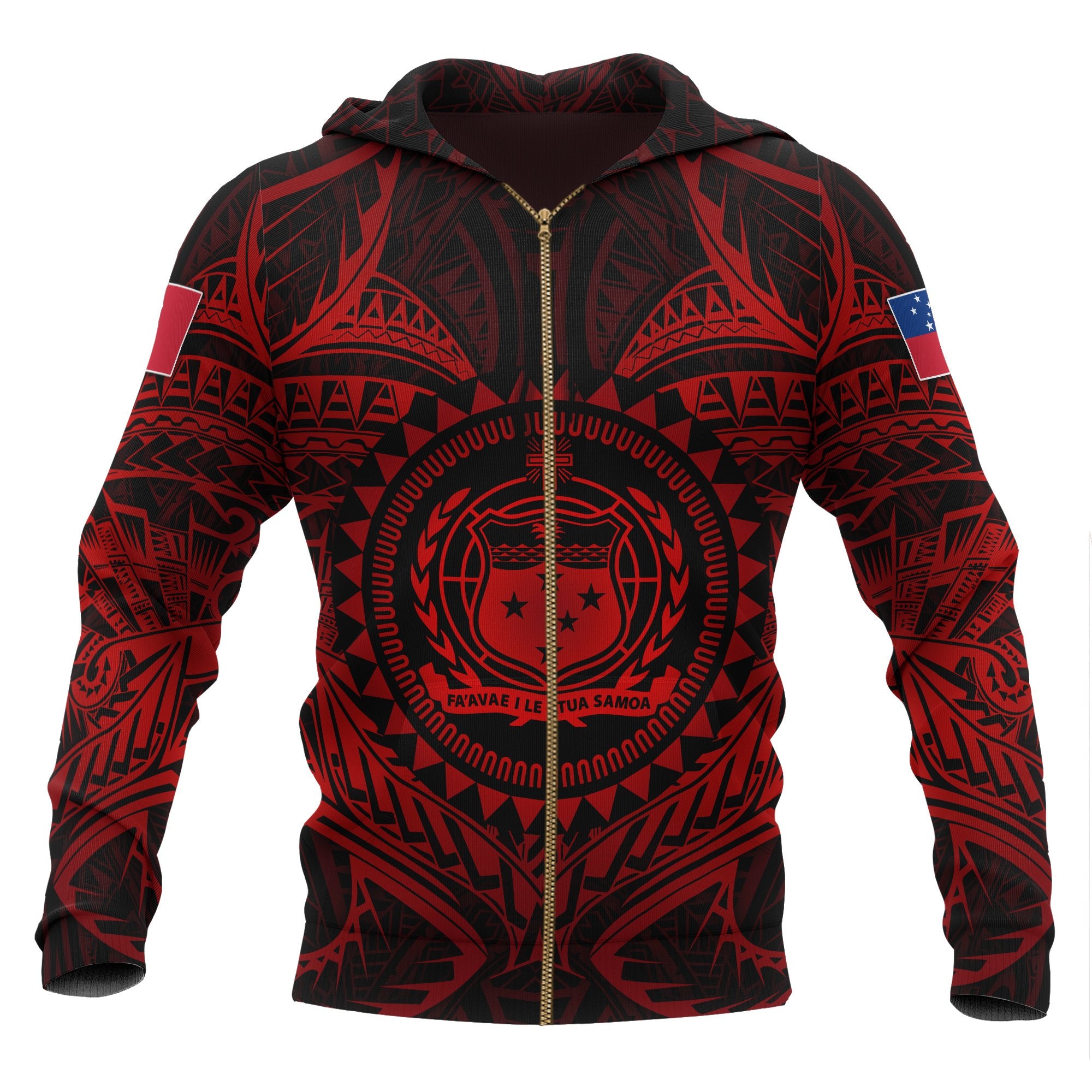 Samoa Polynesian Zip up Hoodie Samoa Red Seal Unisex Red - Polynesian Pride