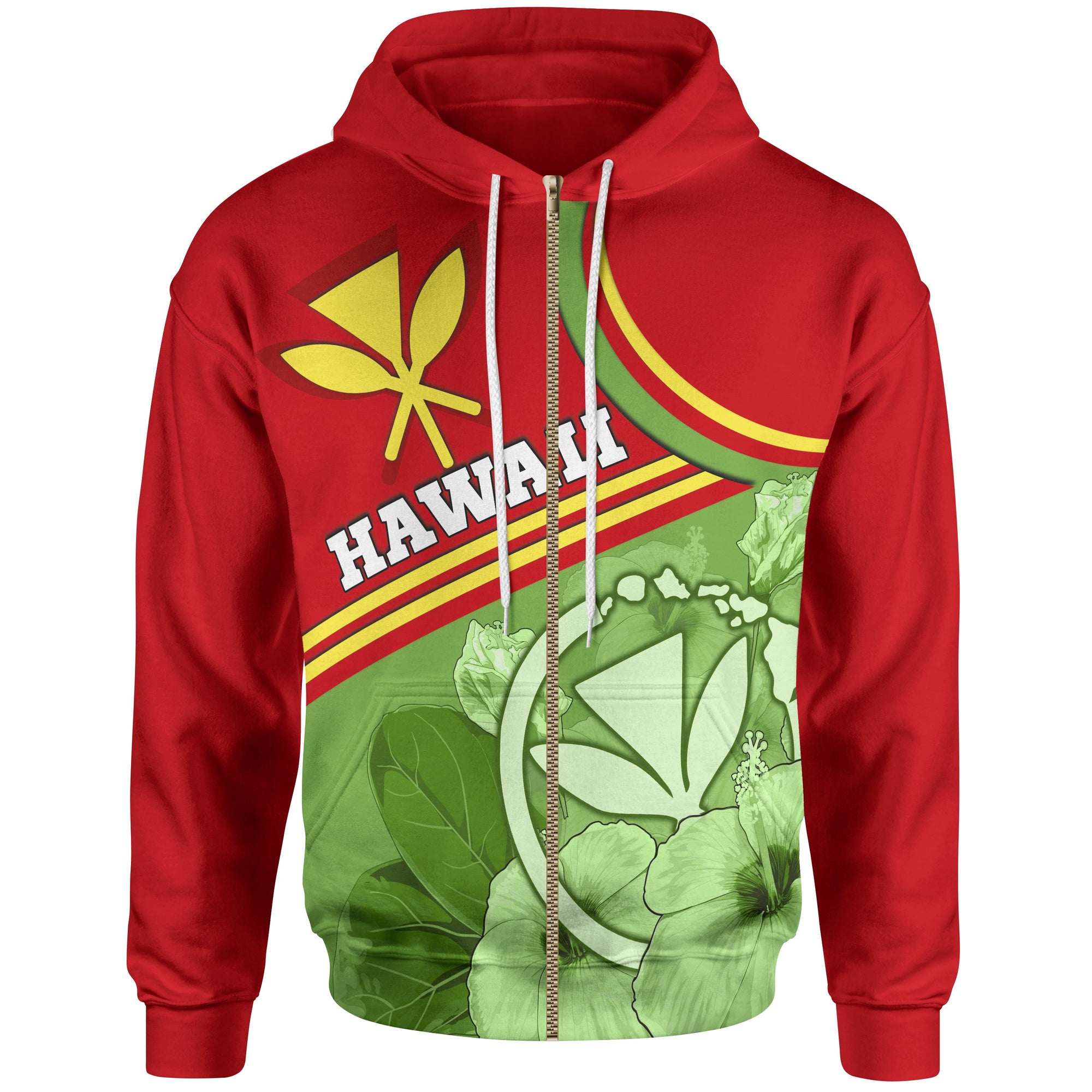 Hawaii Polynesian Zip up Hoodie Hawaii Kanaka Maoli Unisex Green - Polynesian Pride