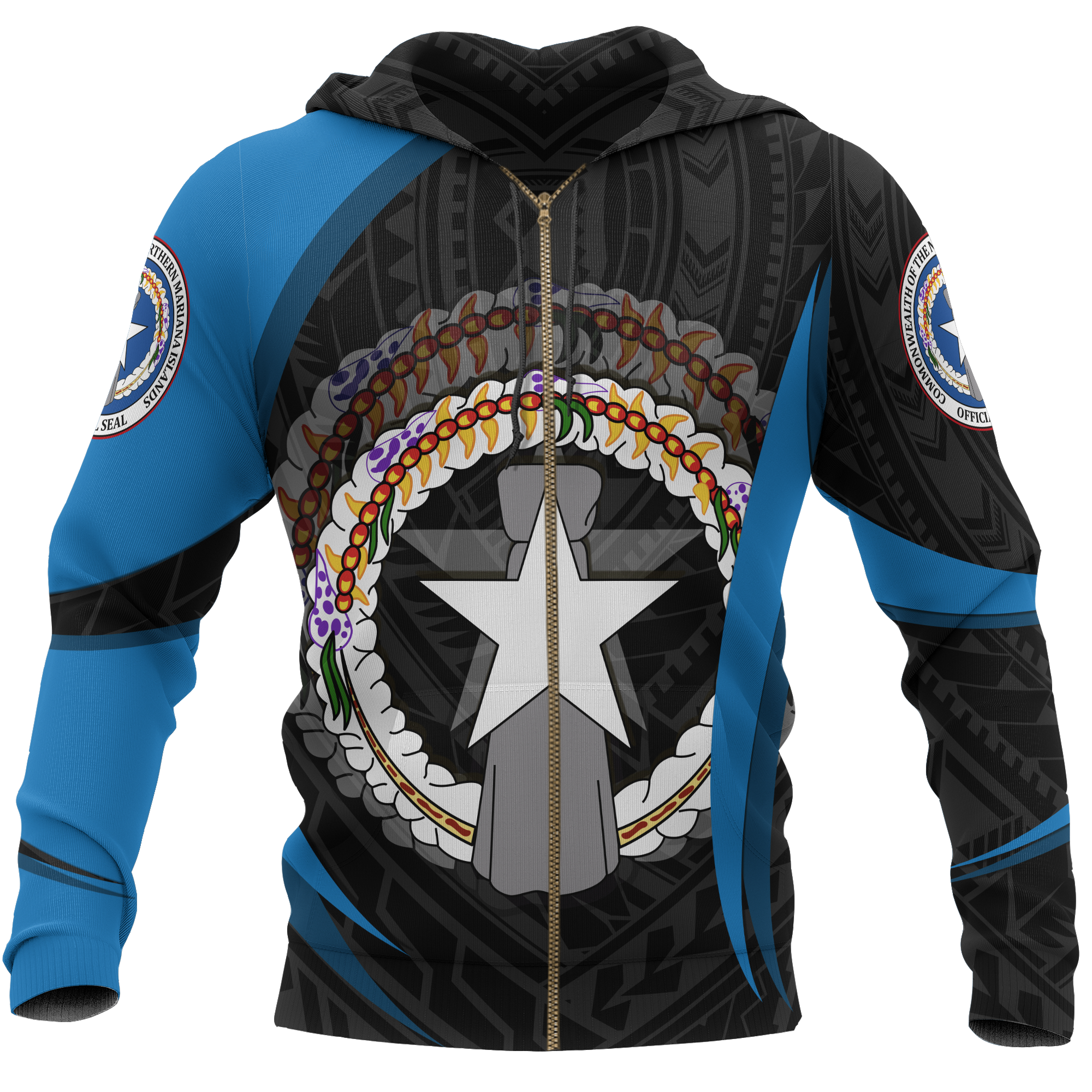 Northern Mariana Islands Hoodie (Zip up) Northern Mariana Islands Spirit Unisex BLACK - Polynesian Pride