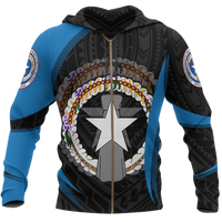 Northern Mariana Islands Hoodie (Zip up) Northern Mariana Islands Spirit Unisex BLACK - Polynesian Pride