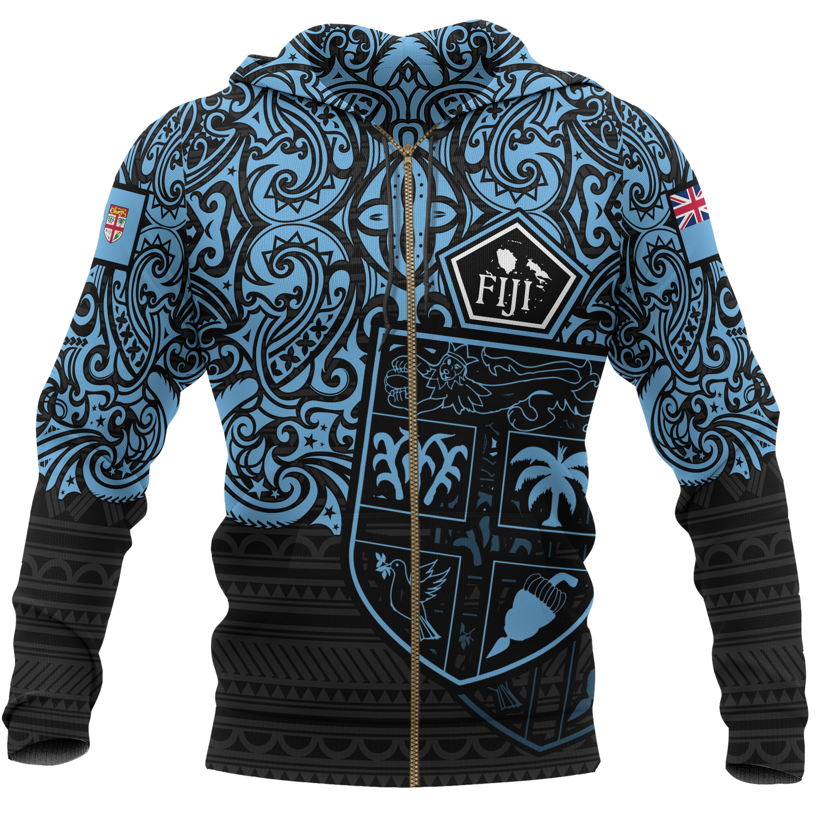 Fiji Polynesian Hoodie (Zip up) Pride of Fiji Unisex Blue - Polynesian Pride