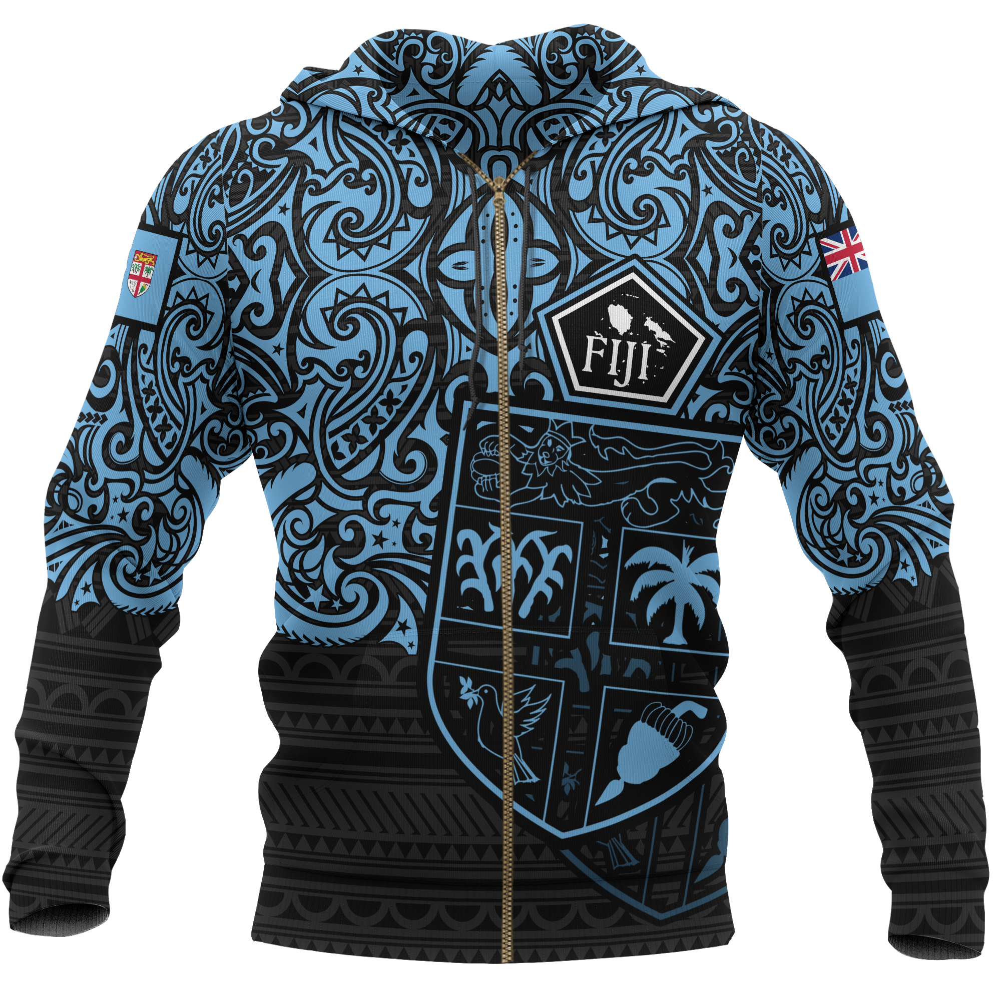 Fiji Polynesian Hoodie (Zip up) Pride of Fiji Unisex Blue - Polynesian Pride