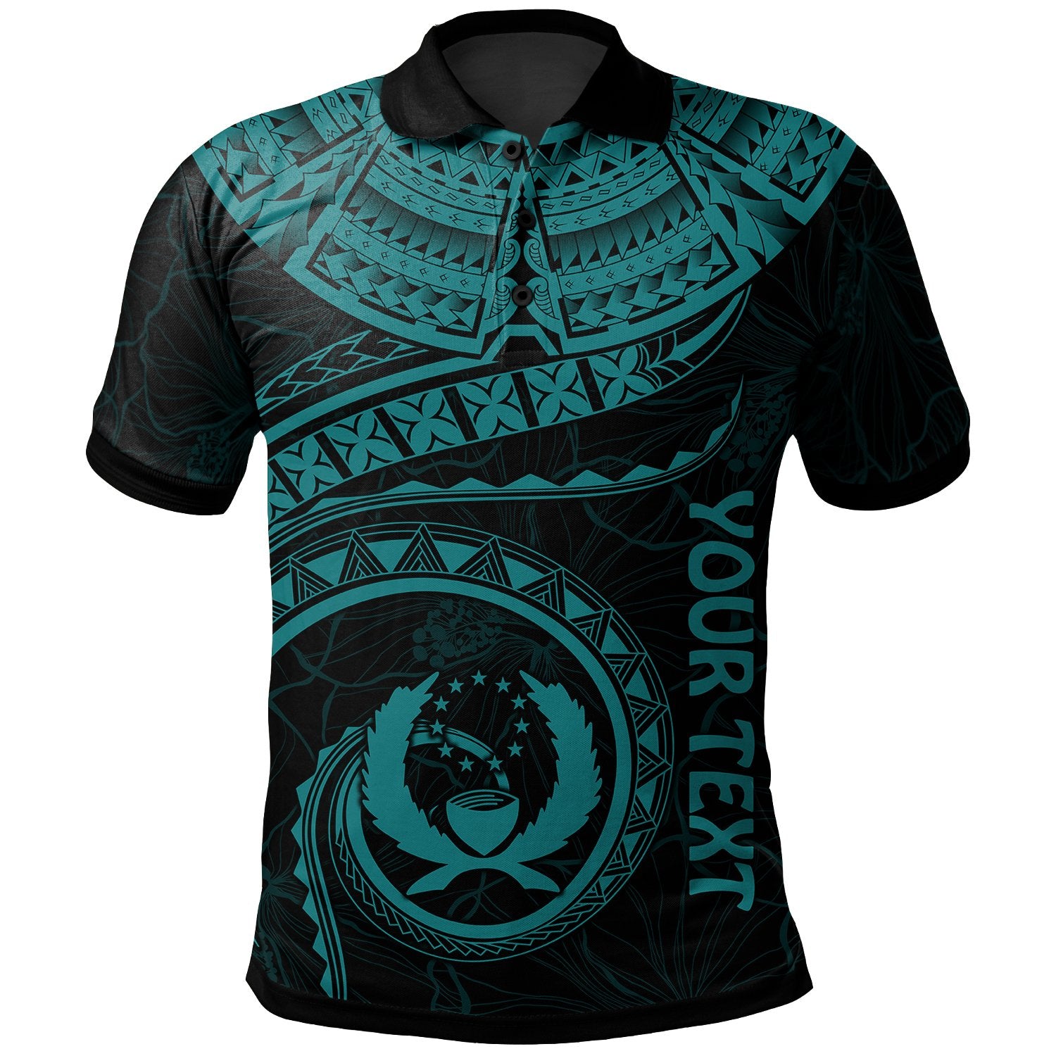 Pohnpei Polynesian Custom Polo Pohnpei Waves (Turquoise) Unisex Turquoise - Polynesian Pride