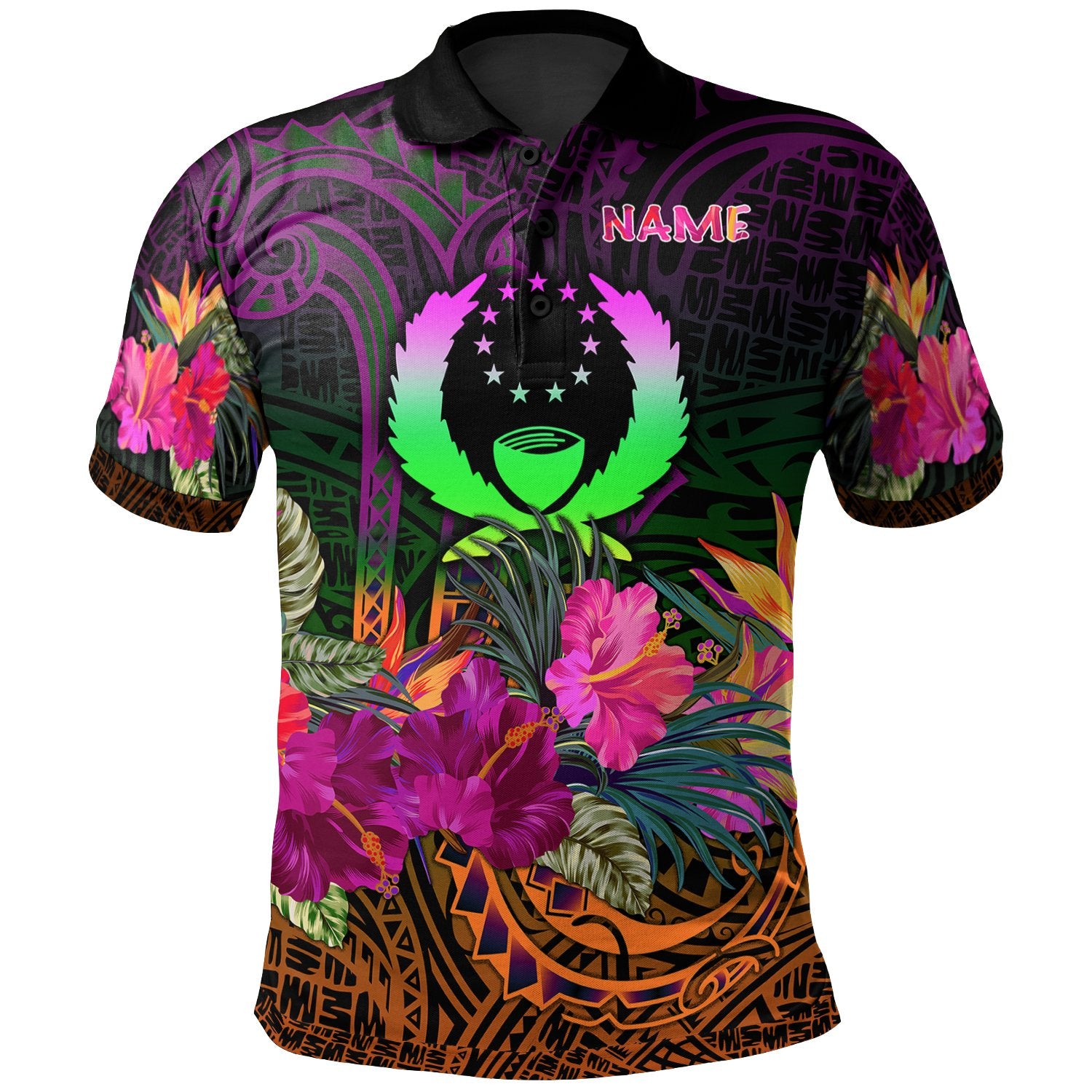 Pohnpei Custom Polo Summer Hibiscus Unisex Reggae - Polynesian Pride