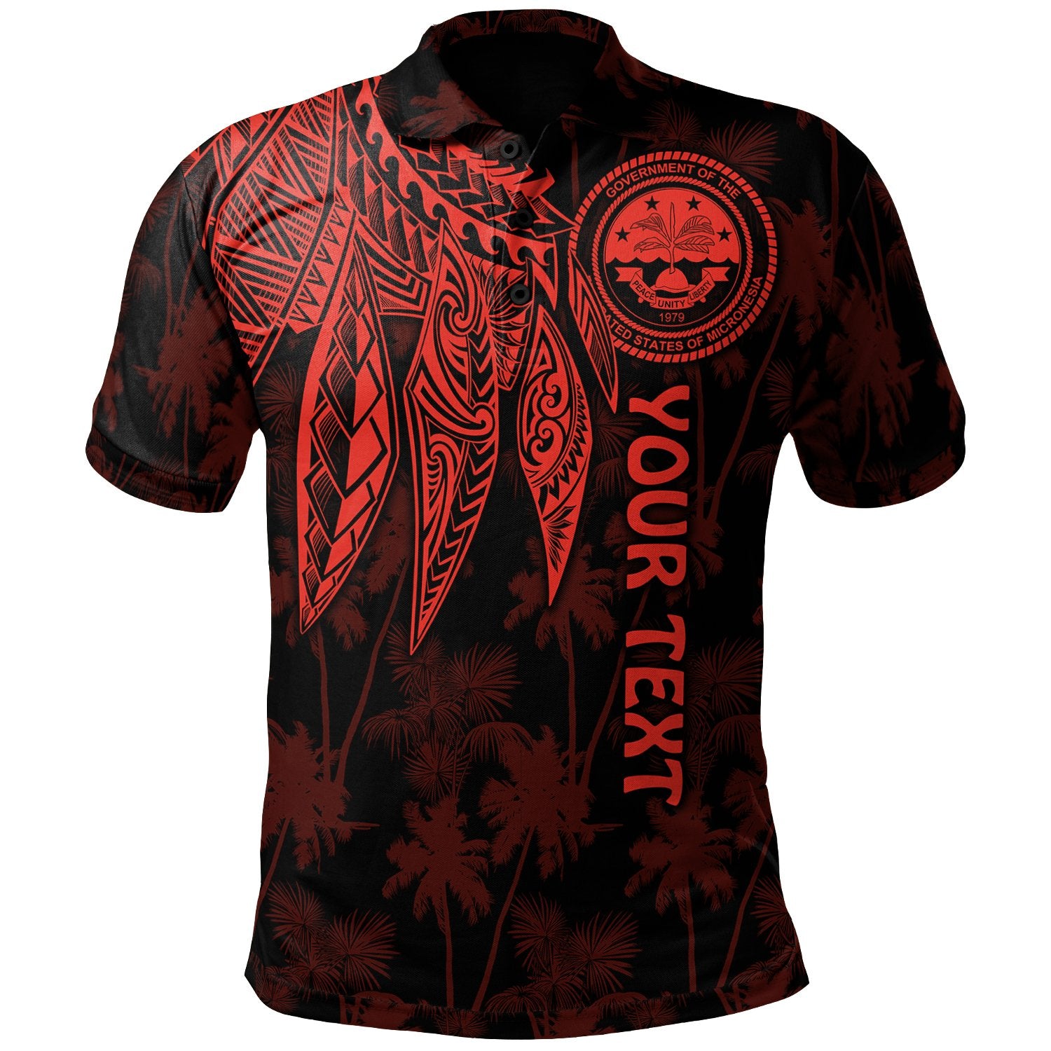 Federated States of Micronesia Custom Polo Shirt Polynesian Wings (Red) Unisex Red - Polynesian Pride