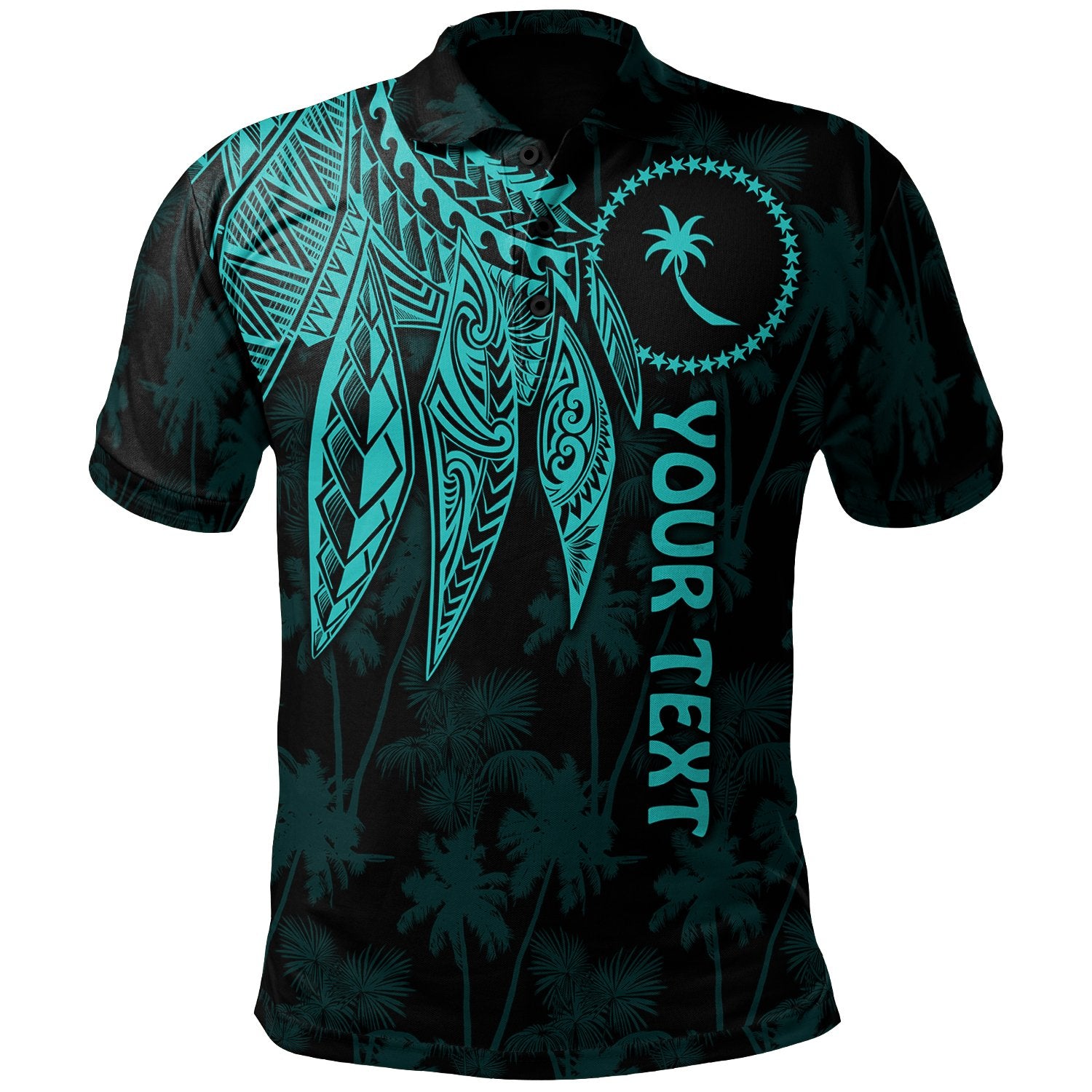 Chuuk Custom Polo Polynesian Wings (Turquoise) Unisex Turquoise - Polynesian Pride