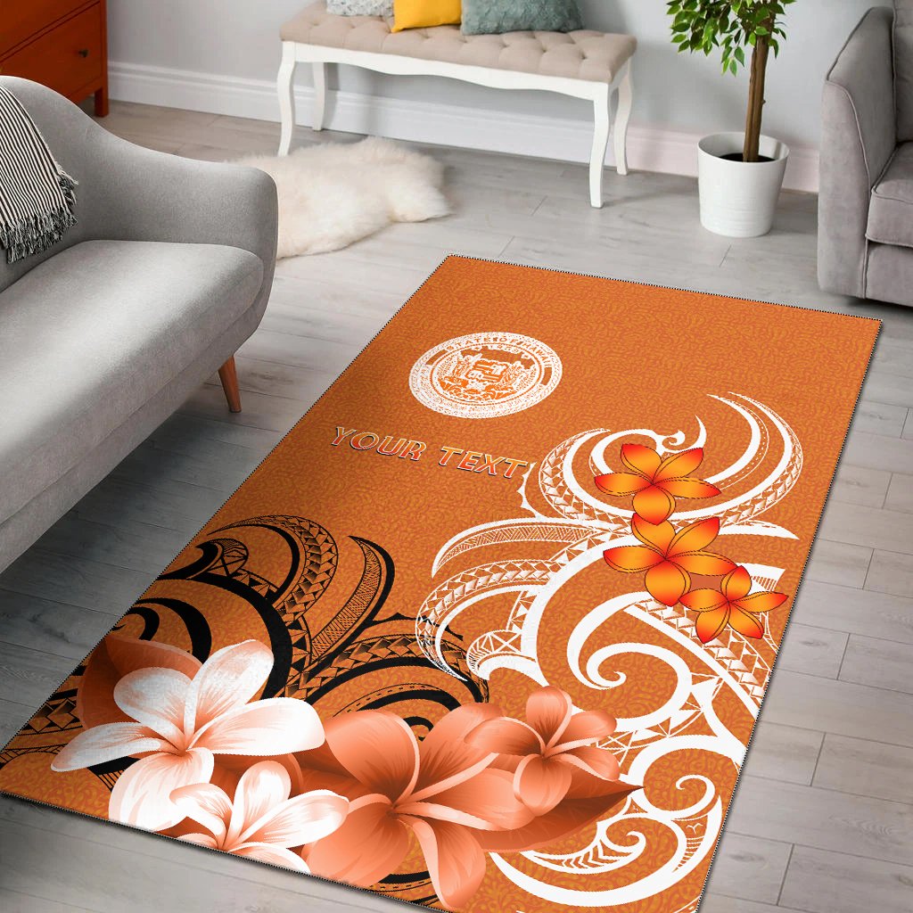 Custom Hawaii Personalised Area Rug - Hawaii Seal Hawaiian Spirit Orange - Polynesian Pride