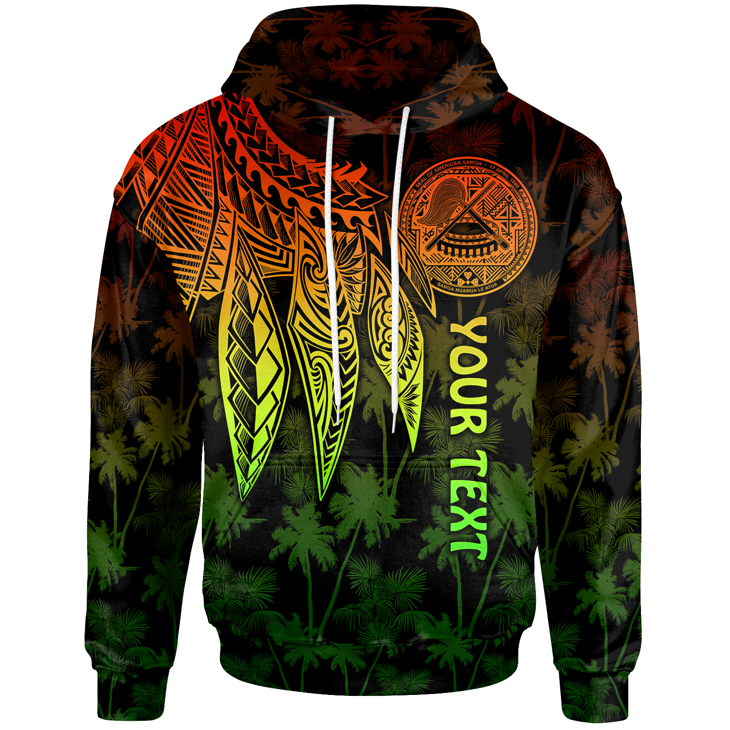 American Samoa Custom Hoodie Polynesian Wings (Reggae) Unisex Reggae - Polynesian Pride