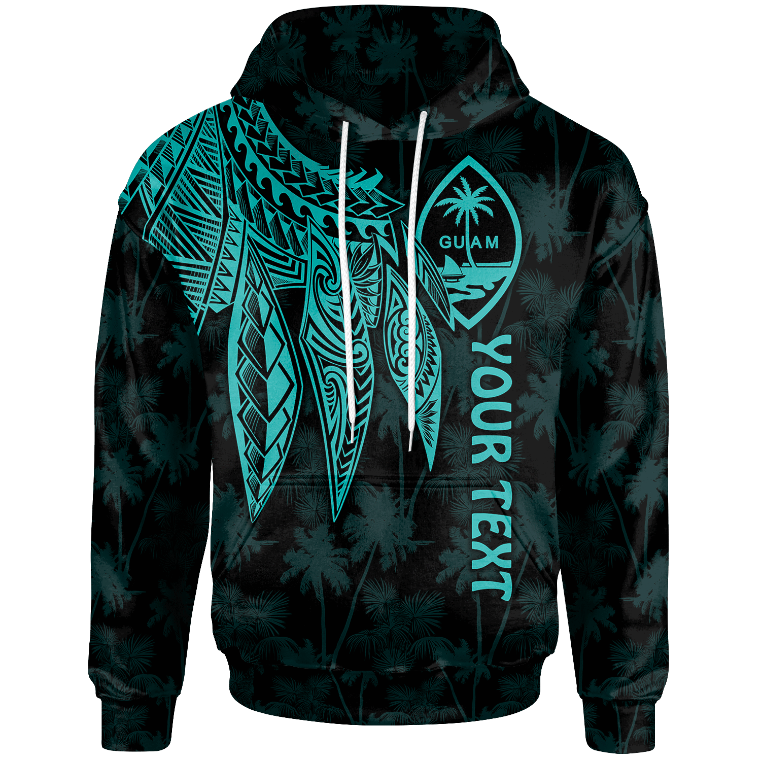 Guam Custom Hoodie Polynesian Wings (TurQuoiSe) Unisex Turquoise - Polynesian Pride