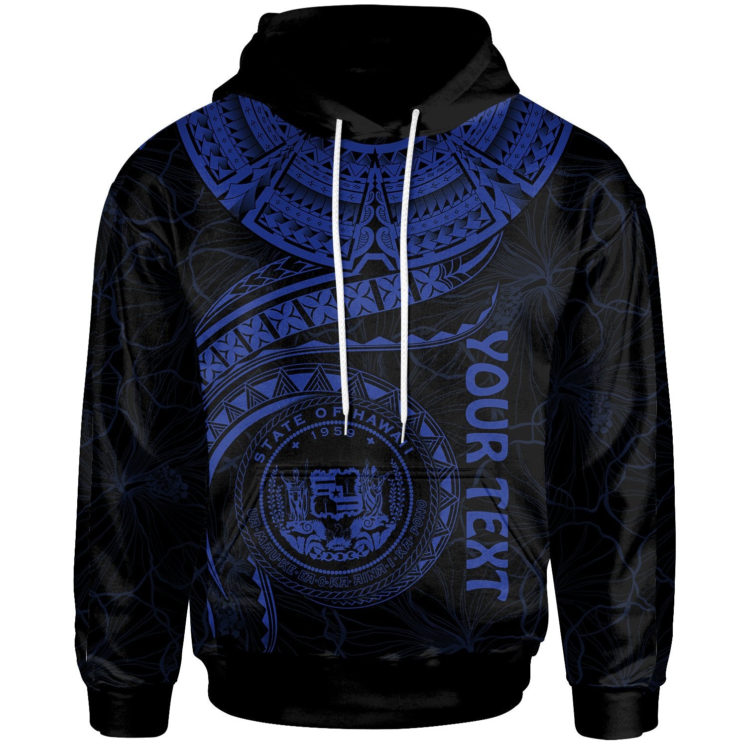 Polynesian Hawaii Custom Hoodie Hawaiian Waves (Blue) Unisex Blue - Polynesian Pride