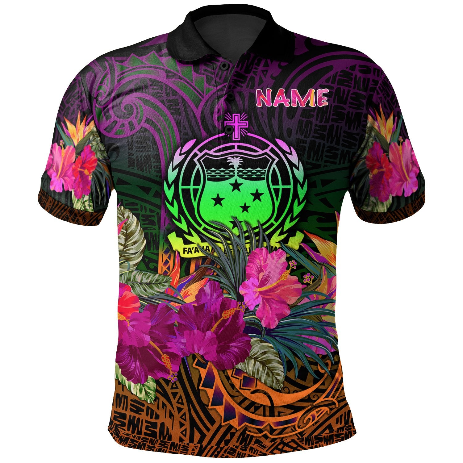 Samoa Custom Polo Summer Hibiscus Unisex Reggae - Polynesian Pride