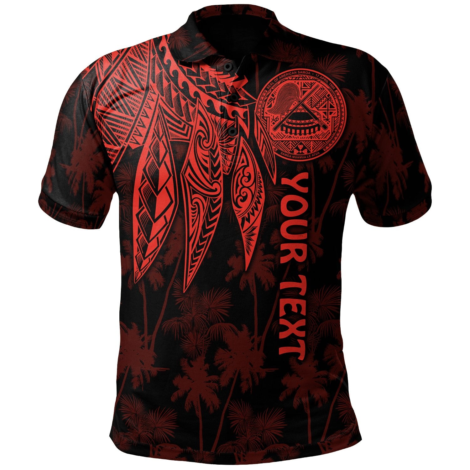 American Samoa Custom Polo Shirt Polynesian Wings (Red) Unisex Red - Polynesian Pride