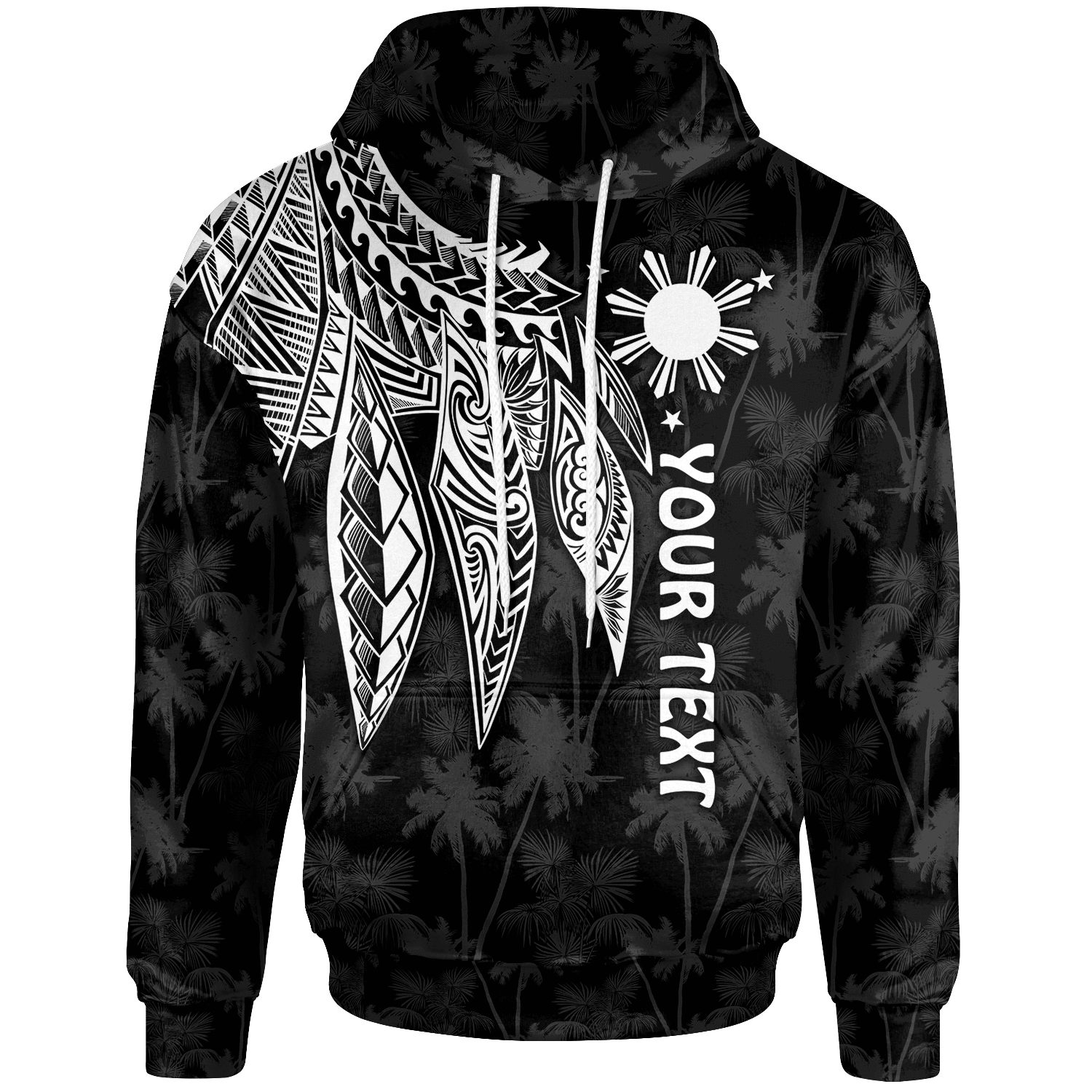 The Philippines Custom Hoodie Polynesian Wings (White) Unisex White - Polynesian Pride