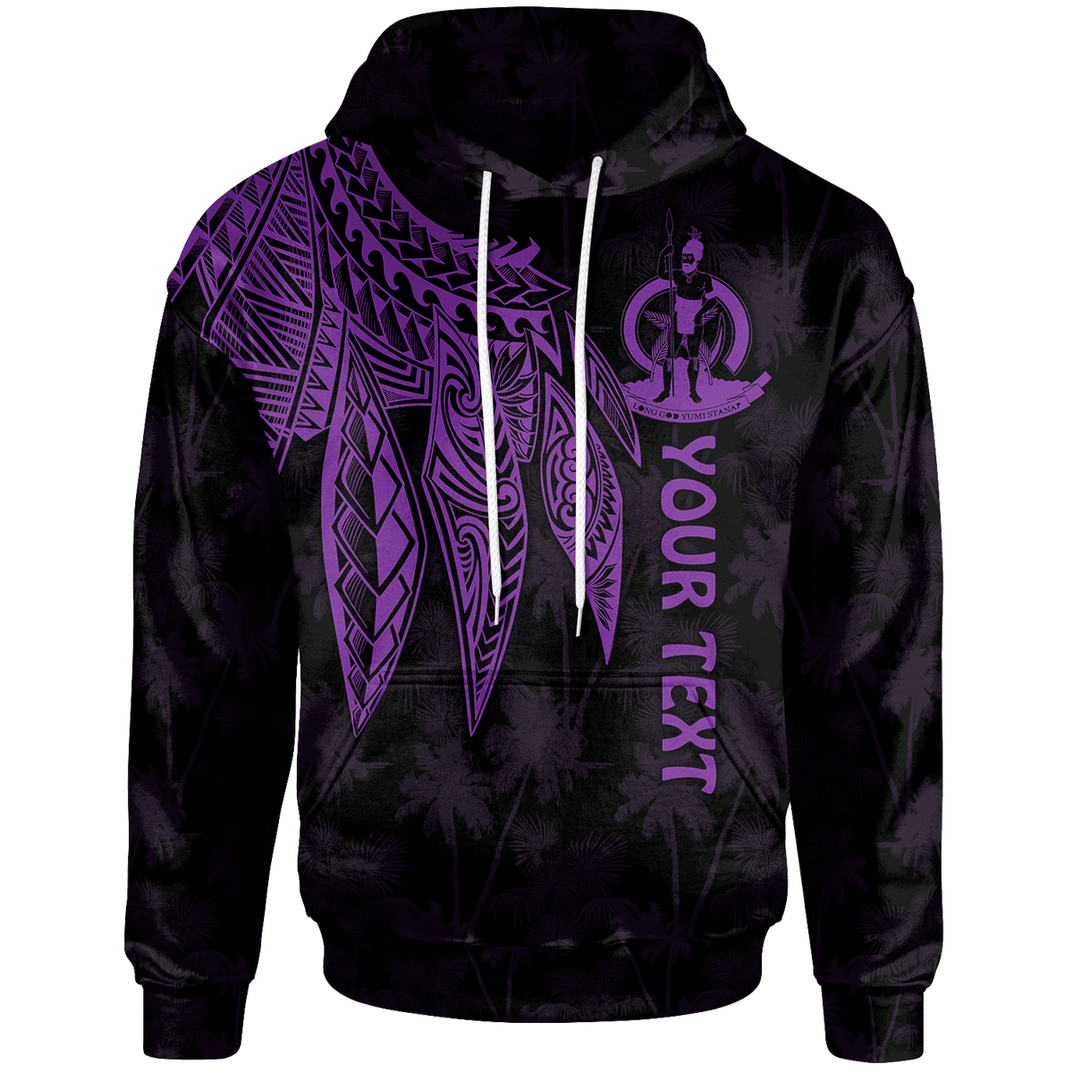 Vanuatu Custom Hoodie Polynesian Wings (Purple) Unisex Purple - Polynesian Pride
