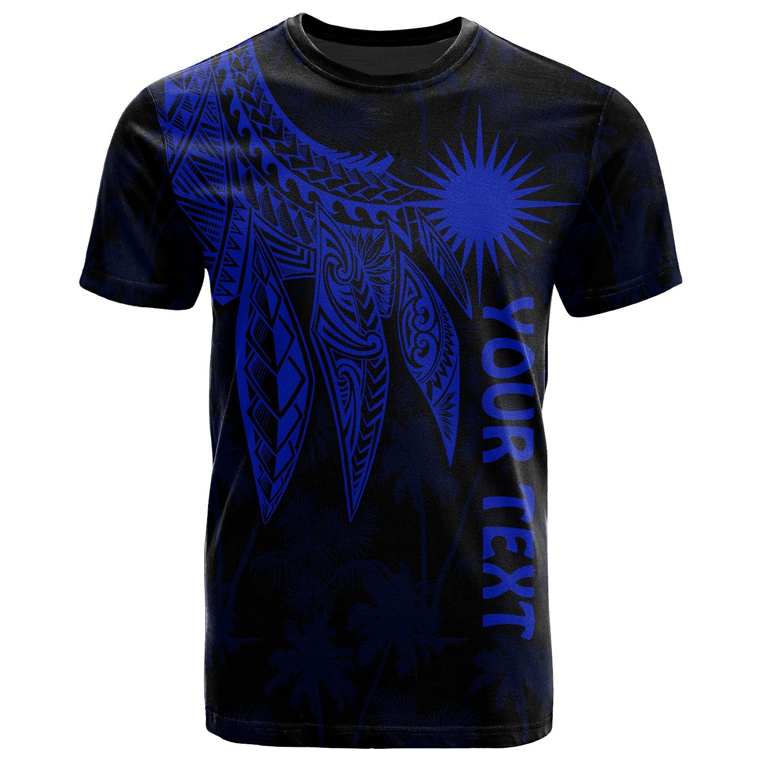 Marshall Islands Custom T Shirt Polynesian Wings (Blue) Unisex Blue - Polynesian Pride