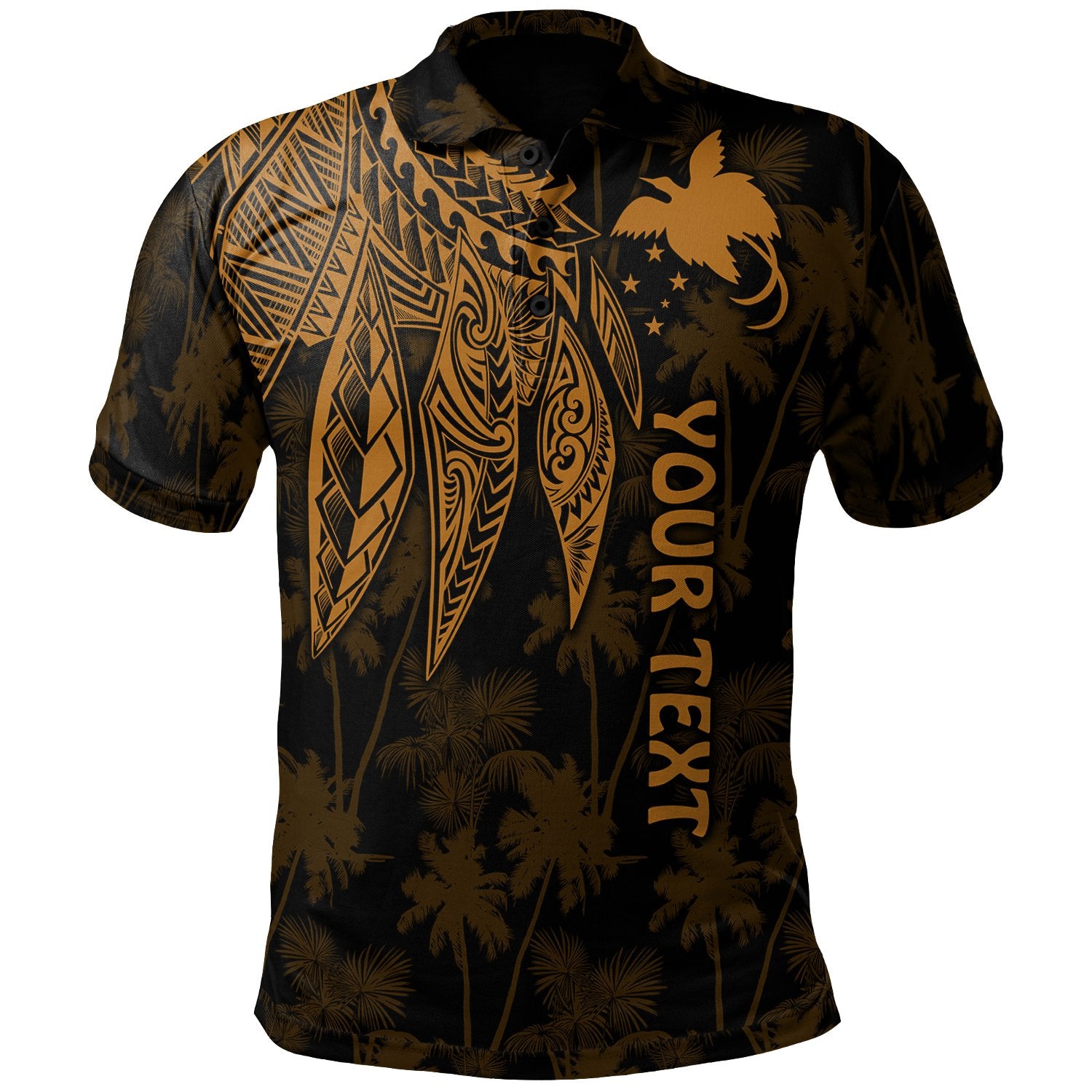 Papua New Guinea Custom Polo Shirt Polynesian Wings (Golden) Unisex Golden - Polynesian Pride