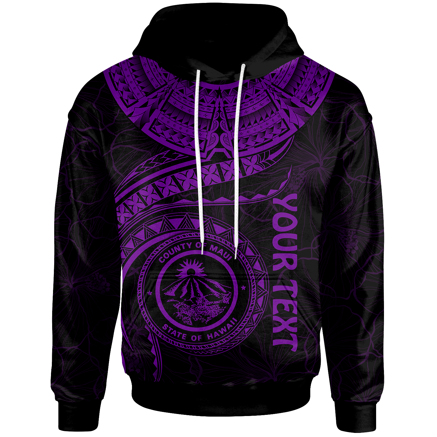 Polynesian Hawaii Custom Hoodie Maui Polynesian Waves (Purple) Unisex Purple - Polynesian Pride