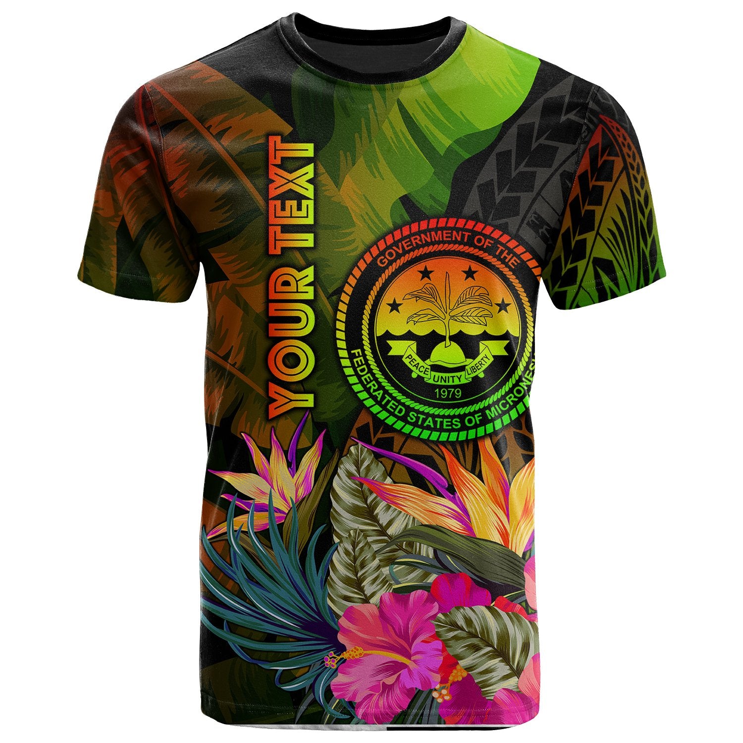 Federated States of Micronesia Polynesian Custom T Shirt Hibiscus and Banana Leaves Unisex Reggae - Polynesian Pride