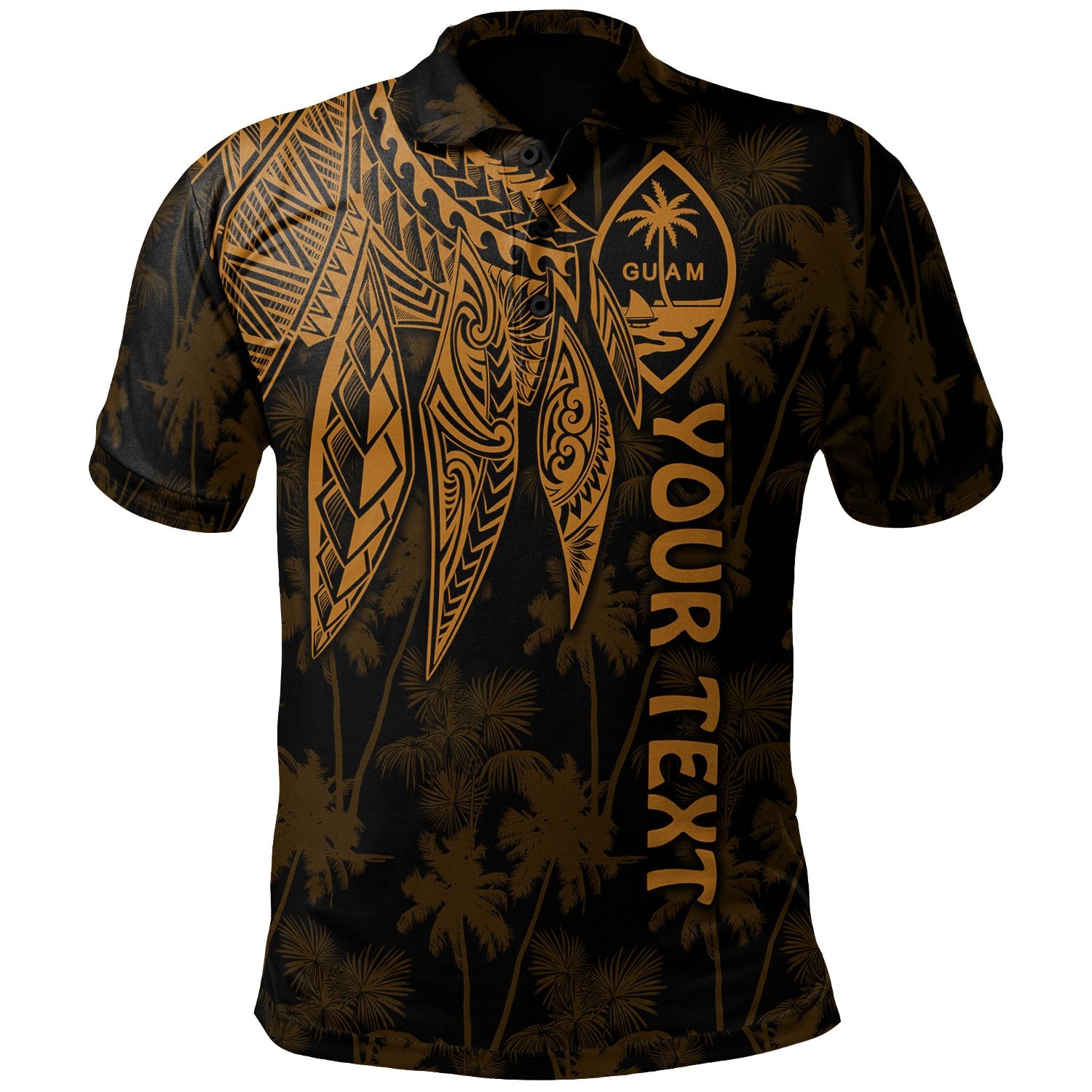 Guam Custom Polo Polynesian Wings (Golden) Unisex Golden - Polynesian Pride