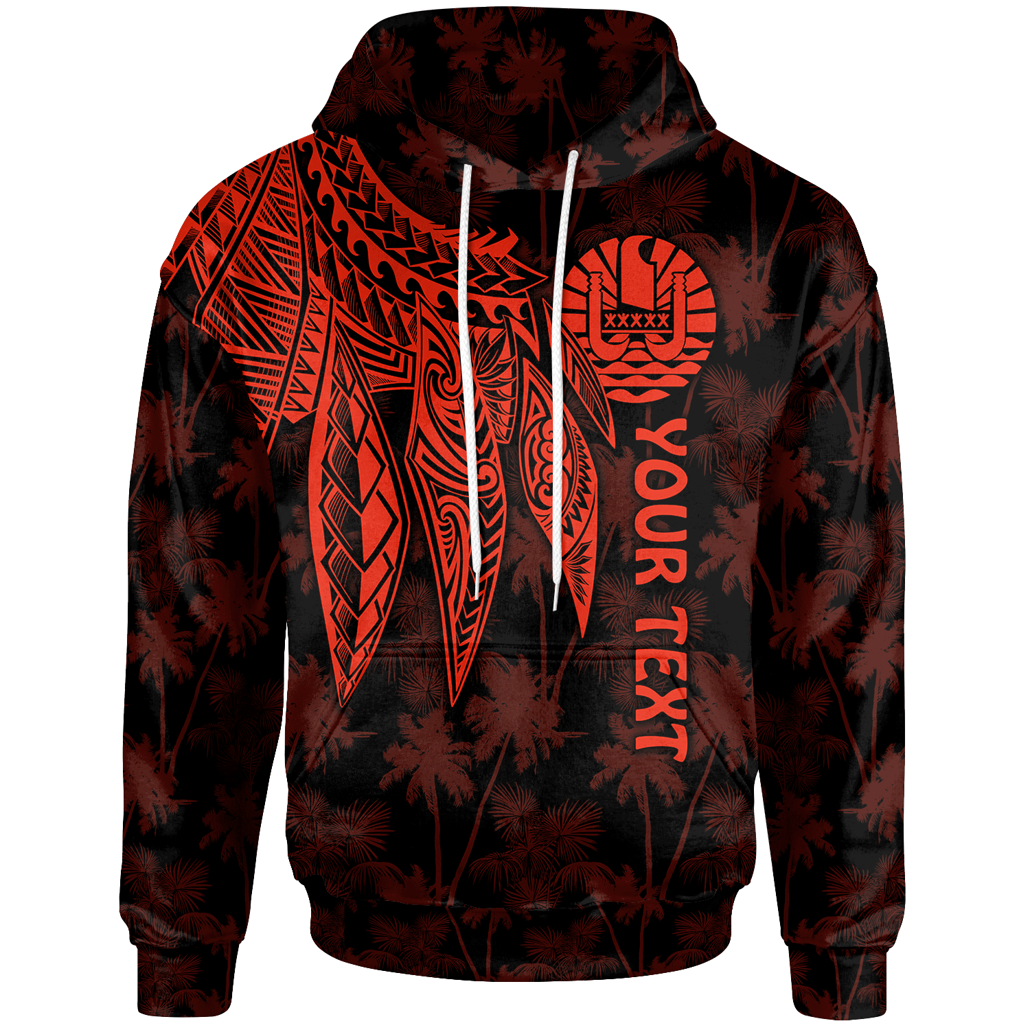 Tahiti Custom Hoodie Polynesian Wings (Red) Unisex Red - Polynesian Pride