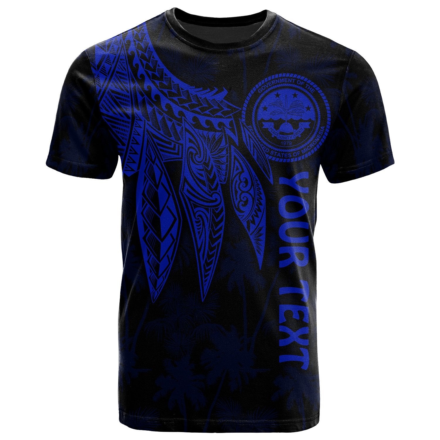 Federated States of Micronesia Custom T Shirt Polynesian Wings (Blue) Unisex Blue - Polynesian Pride