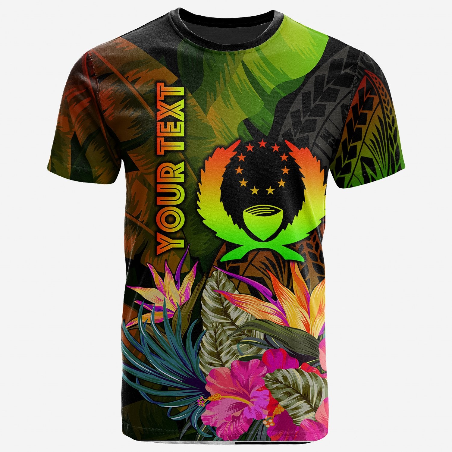 Pohnpei Polynesian Custom T Shirt Hibiscus and Banana Leaves Unisex Reggae - Polynesian Pride